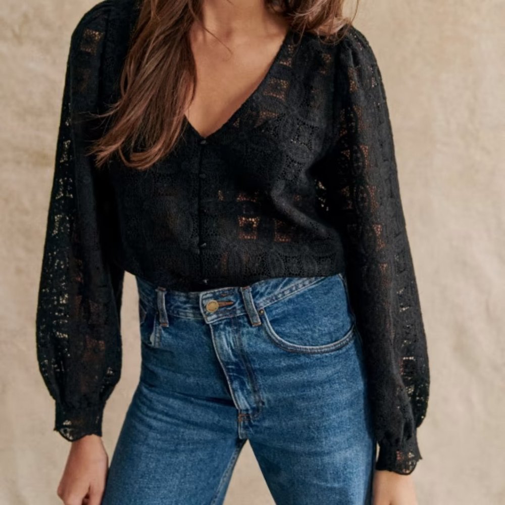 Sézane Chemise Gaya | Black | Size 38